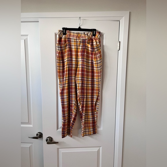 FREE PEOPLE Make A Stand Plaid Trousers NWOT - Picture 2 of 6